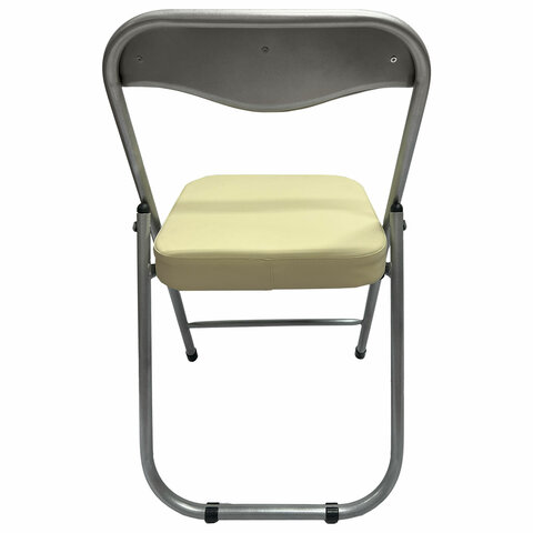 Стул складной для дома и офиса РС04К комфорт, серебристый каркас, кожзам бежевый