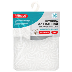 Шторка для ванной EVA, 180х180 см, кольца в комплекте, БЕЛАЯ ГОЛОГРАФИЯ, PRIMILA (ПРИМИЛА), 700102