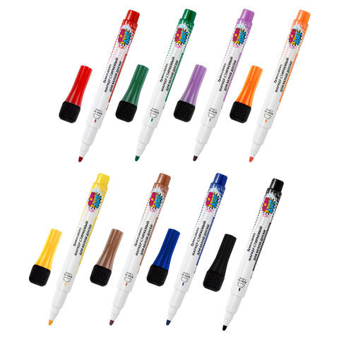 Маркеры на магните со стирателем для белой доски и планера, 8 цветов, BRAUBERG POP-ART, 1-2 мм, 152567