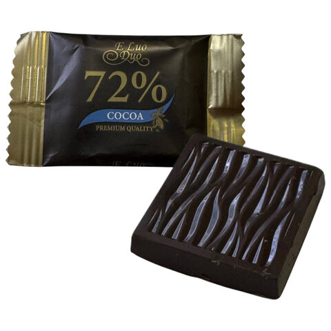 Шоколад порционный KONFESTA горький 68%, 72%, 85%, 90% какао, 1100 г (220 штук по 5 г)