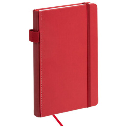 Блокнот А5 135x212 мм BRAUBERG "Edge", под кожу, резинка, держатель, 80 л., клетка, красный, 117147