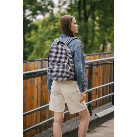 Рюкзак HEIKKI POSITIVE (ХЕЙКИ) универсальный, карман-антивор, "Houndstooth", 42х28х14 см, 273857