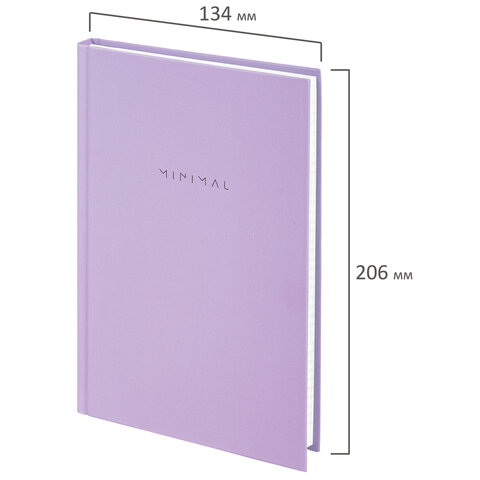 Блокнот А5 134х206 мм, 80 л., твёрдый, клетка, BRAUBERG "Minimal", сиреневый, 116440