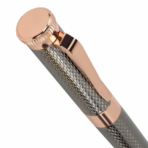 Ручка подарочная шариковая GALANT "Taut", корпус оружейный металл, детали розовое золото, узел 0,7 мм, линия письма 0,5 мм, синяя, 144170