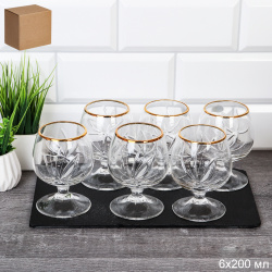 Фужер 6 штук 200 гр хрусталь с золотом / 5290 / 900/43 /