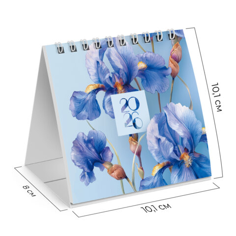 Календарь-домик настольный на гребне, 2026 г., BRAUBERG, 101х101 мм, "Цветы", 117275
