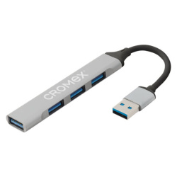 Хаб-разветвитель CRX-087, USB-A 2.0, 4 в 1, 4 x USB-A 2.0, 60 мм, серый, CROMEX (КРОМЕКС), 355064