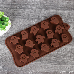 Форма для конфет мармелада и льда 15 ячеек силиконовая Привидения Хэллоуин / HL-334 /уп 300/ 21*11/ h=1,5/0.045/