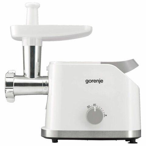 Мясорубка GORENJE MG1802SJW, 1800 Вт, производительность 2,1 кг/мин, 7 насадок, реверс, белый