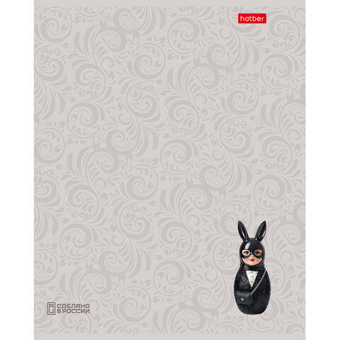 Тетрадь А5, 48 л., HATBER, скоба, клетка, soft-touch ламинация, 3D-лак, Матрешки (микс в спайке), 095881, 48Т5лолВ1