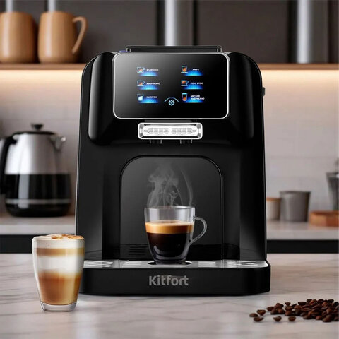 Кофемашина KITFORT КТ-7465, 1480 Вт, объем 1,2 л, для зерен 100 г, автокапучинатор, б, КТ-7424