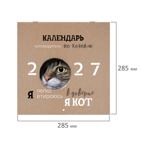 Календарь настенный перекидной 2027 г., BRAUBERG, 12 листов, 28,5х28,5 см, "Смешные котики", 118430