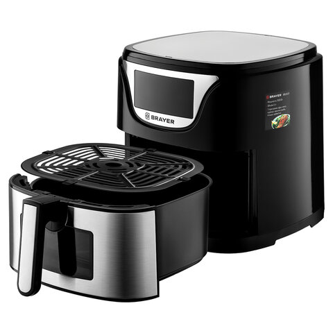Аэрогриль BRAYER BR2037, 1500 Вт, 5 л, 7 программ, таймер, сенсорное управление, нержавеющая сталь