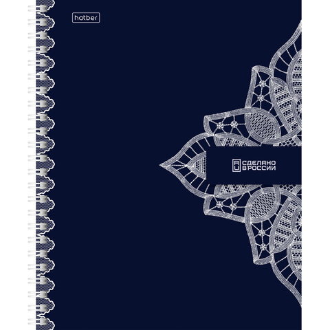 Тетрадь А5, 96 л., HATBER, гребень, клетка, Soft-touch ламинация, "Кружево" (микс в спайке), 096293, 96Т5лВ1гр