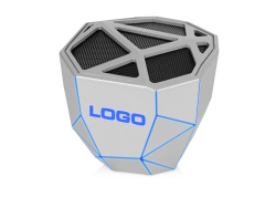 Портативная колонка «Geo», синяя подсветка, Цвет серебристый