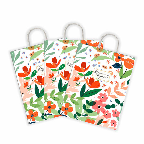 Крафт-пакет бумажный "Красота внутри" 26х15х35 см, с кручеными ручками, плотность 100 г/м2, белый, 113563