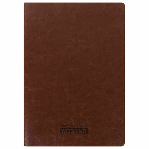 Тетрадь 60 л. в клетку обложка гладкий кожзам, сшивка, B5 (179х250мм), КОРИЧНЕВЫЙ, BRAUBERG VIVA, 403896