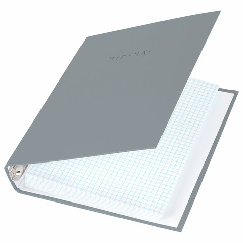 Тетрадь на кольцах А5 175х215 мм, 120 л., твердый картон, матовая ламинация, клетка, BRAUBERG "Minimal grey", 404996