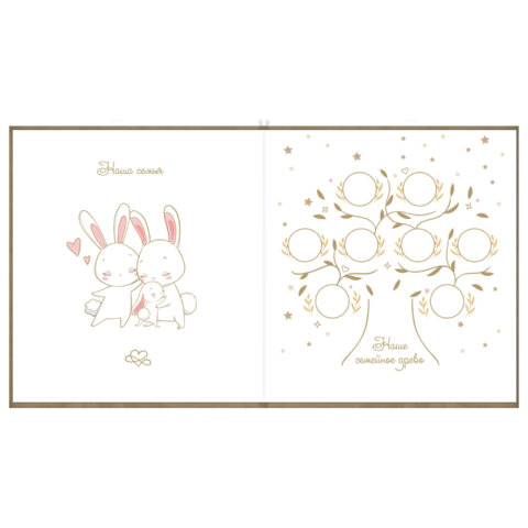 Фотоальбом-анкета детский 23*25 см, 32 листа, стикеры, открытка, конверт, бежевый бархат, BRAUBERG, 391421