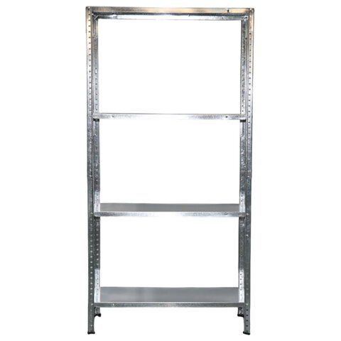 Стеллаж металл BOOMHOUSE (БУМХАУС) 1500x750x300 мм, 4 полки, нагрузка на стеллаж до 120 кг, серебристый, 291418