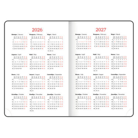 Ежедневник датированный 2026 А5 138x213 мм, BRAUBERG "Vista", под кожу твердый, "Serenity", 117459