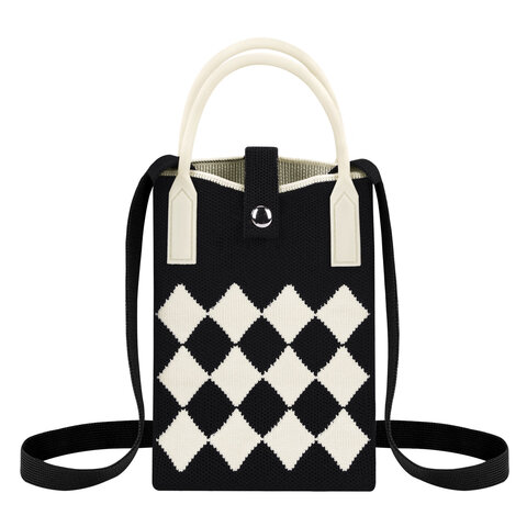 Сумочка-органайзер повседневная HEIKKI KNIT (ХЕЙКИ) кросс боди, вязаная, 17х12х5 см, "Black&White", 273793