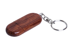USB 2.0- флешка на 16 Гб овальной формы и колпачком с магнитом, Размер 16Gb, Цвет коричневый