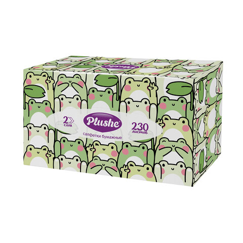 Косметические салфетки 230 штук в картонном боксе, 2-слойные, PLUSHE (ПЛЮШЕ), 20х20 см, 70820