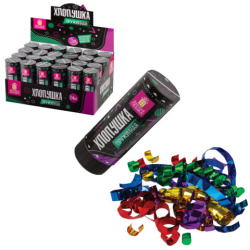 Хлопушка пружинная ЗОЛОТАЯ СКАЗКА 11 см, фольга, серпантин/конфетти, ассорти, 591467