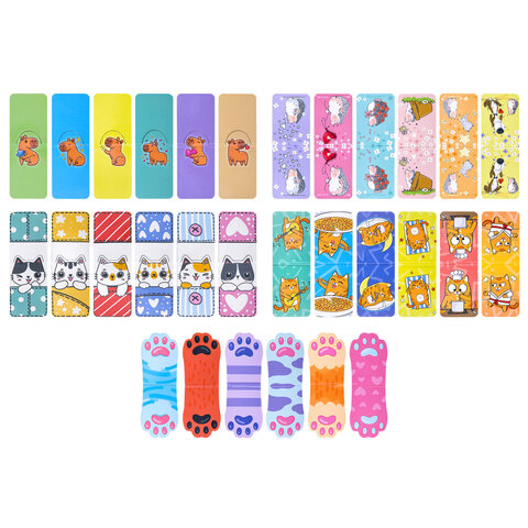 Закладки для книг МАГНИТНЫЕ, "АССОРТИ 5 ДИЗАЙНОВ ЗВЕРЯТА", набор 6 штук, 35x25 мм, FUNSTER, 116651