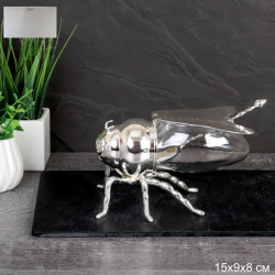 Ваза для сервировки 150 мл Пчела с ложкой Серебро / PS-904/уп 48/