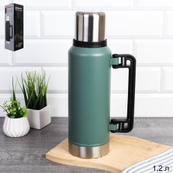 Термос 1,2 л со складной ручкой / STG-271 /уп 24/ Зеленый