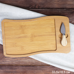 Доска разделочная и нож для сыра 19х33 см / WE-504 /уп 48/ дерево