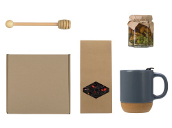 Подарочный набор с чаем, кружкой, медом и ложкой для меда, Цвет серый антрацит