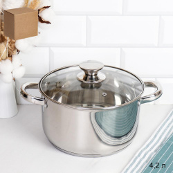 Кастрюля 4,2 л,Аванта / LB-1106-8B-4,2 /уп 1/ индукция/ Гофрокороб/ KISIGA