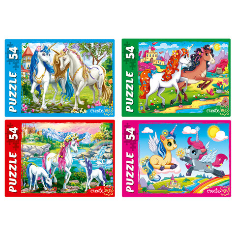 Пазлы картонные 54 элемента, КОМПЛЕКТ 32 шт., поле 17,5 х 13 см, РК