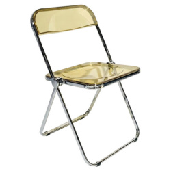 Стул складной прозрачный янтарный BRABIX "Glam CF-020", хромированный каркас, пластик, 533246