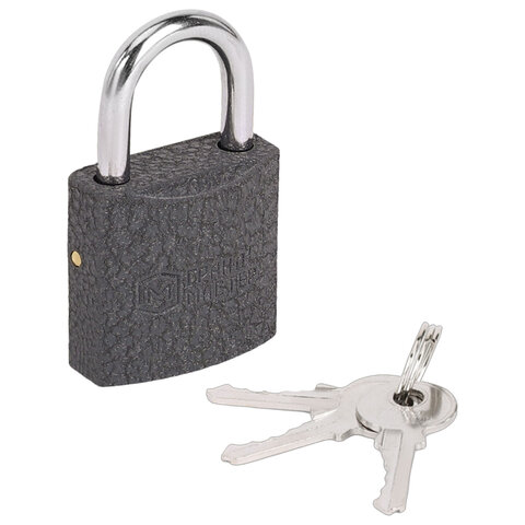 Замок навесной чугунный 25 мм "Стандарт", 2 ключа, ГРАНДМАСТЕР, 671289