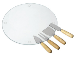 Набор для сыра со стеклянной доской «Gauda», Цвет прозрачный, натуральный, коричневый