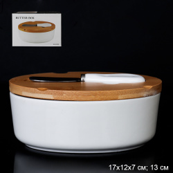 Масленка и нож 17х12 см АКЦИЯ / JA7528 /уп 24/ деревянная подставка для ножа