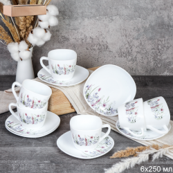 Чайная пара 2 предмета 250 мл квадратная / GRAY-FXB220/FBD220-6A (7521) /уп 48/ Луга