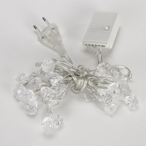 Электрогирлянда-нить комнатная "Бриллианты" 3 м, 30 LED, мультицветная, 220 V, ЗОЛОТАЯ СКАЗКА, 591269