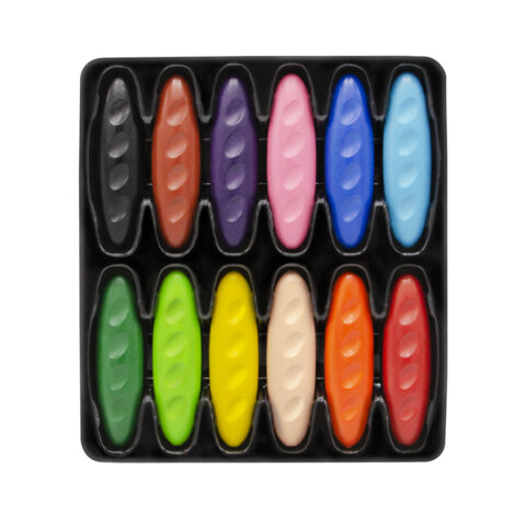 Восковые мелки фигурные BRAUBERG KIDS "Батоны", 12 цветов, 273093