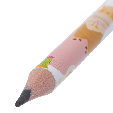 Набор карандашей чернографитных с принтом ЮНЛАНДИЯ "FAT ANIMALS", 12 штук, HB, с ластиком, корпус ассорти, 182035