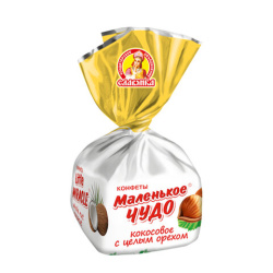 Конфеты СЛАВЯНКА "Маленькое чудо", с кокосовым вкусом и цельным орехом, 1000 г, 12205