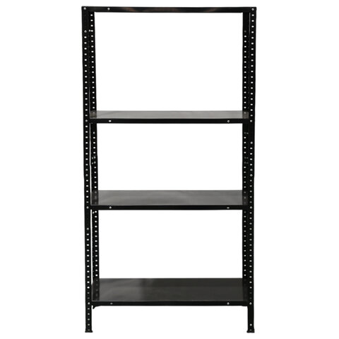 Стеллаж металл BOOMHOUSE (БУМХАУС) в1500*ш750*г300мм, 4 полки, нагрузка на стеллаж до 120 кг, черный, 291420