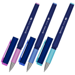 Ручка шариковая с грипом BRAUBERG "VIVID PASTEL", СИНЯЯ, SOFT TOUCH покрытие, узел 0,7 мм, линия письма 0,35 мм, 144399
