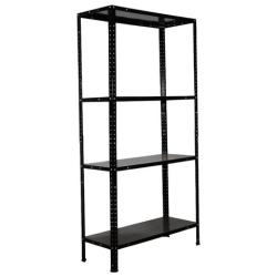 Стеллаж металл BOOMHOUSE (БУМХАУС) в1500*ш750*г300мм, 4 полки, нагрузка на стеллаж до 120 кг, черный, 291420