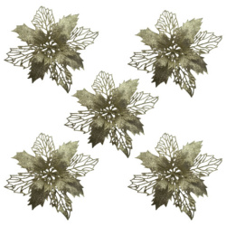 Украшение ёлочное КОМПЛЕКТ 5 шт "Цветок с клипсой", диаметр 15см, ПВХ, золото, ЗОЛОТАЯ СКАЗКА, 592603