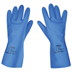Перчатки нитриловые SCAFFA Практик, КЩС, хлопчатобумажное напыление, р. 11, XXL, сини, 00-01017724